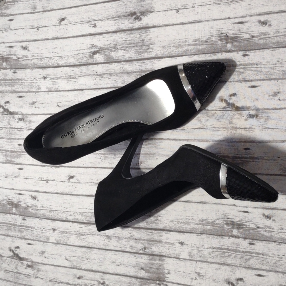 Christian Siriano Black Faux Suede Heels